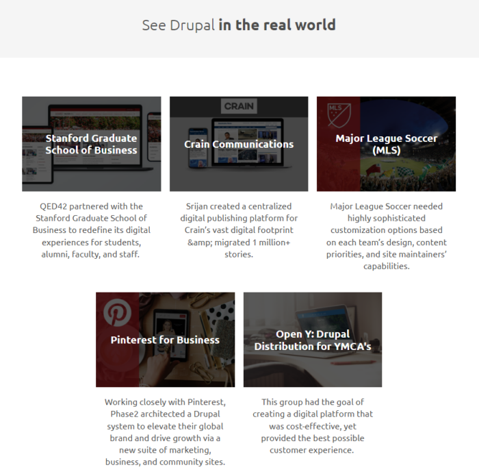 Examples of where Drupal is used.