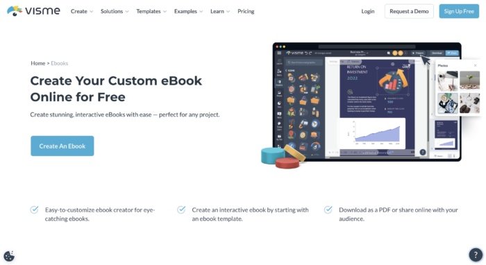 Visme landing page example.