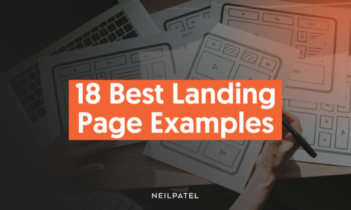 A graphic saying "18 best landing page examples."