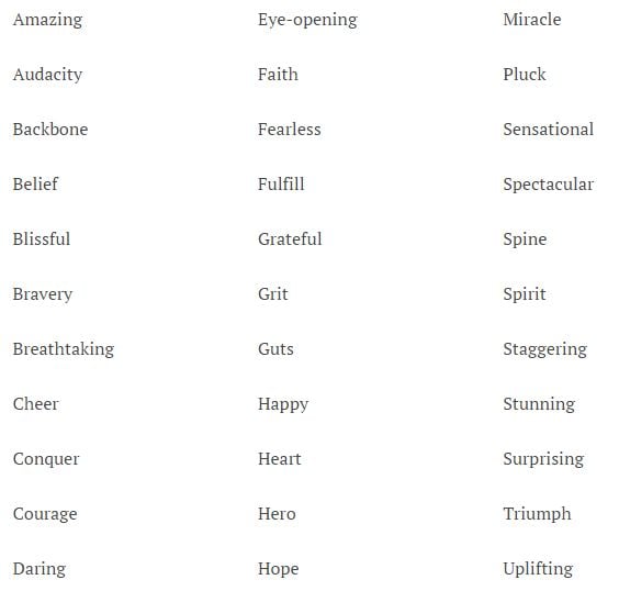 A list of Power words. 