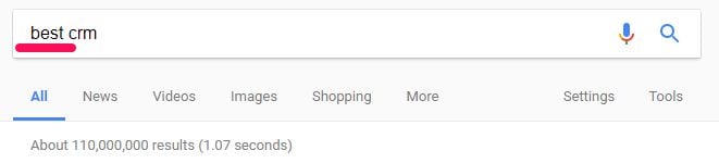 Searching Best CRM in Google. 