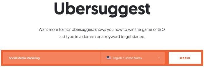 Ubersuggest website. 