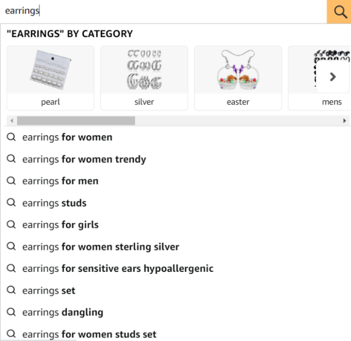 Earrings by category on Amazon.