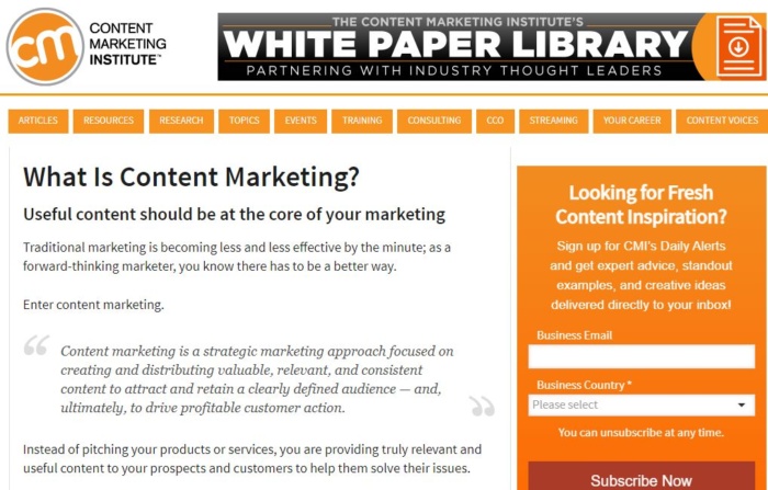 Blog post on what is content marketing. 