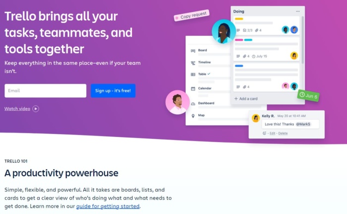 Trello home page content marketing tools