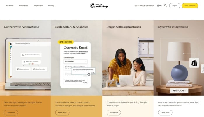 MailChimp website overview content marketing tools