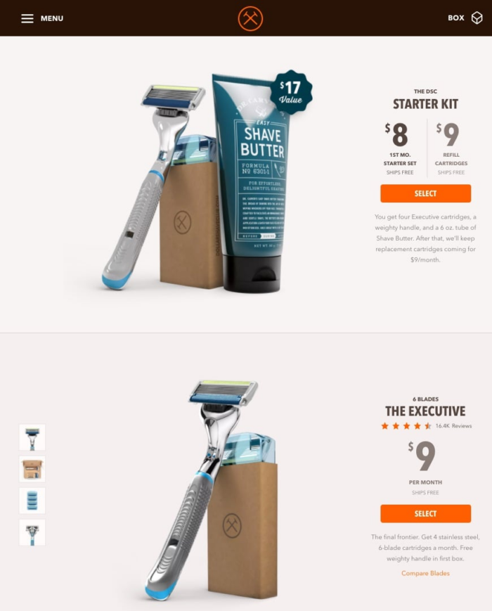 A deal from the dollar shave club.