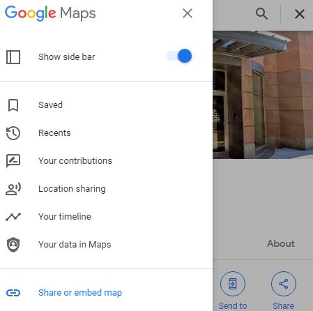 Google Maps menu Google My Business