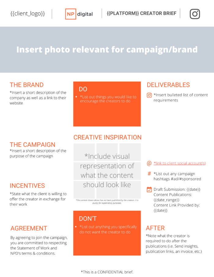 An example influencer brief.