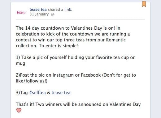 A Tease Tea facebook contest.