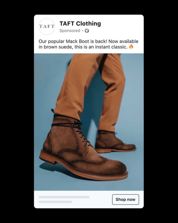 Meta Ad from TAFT clothing. 
