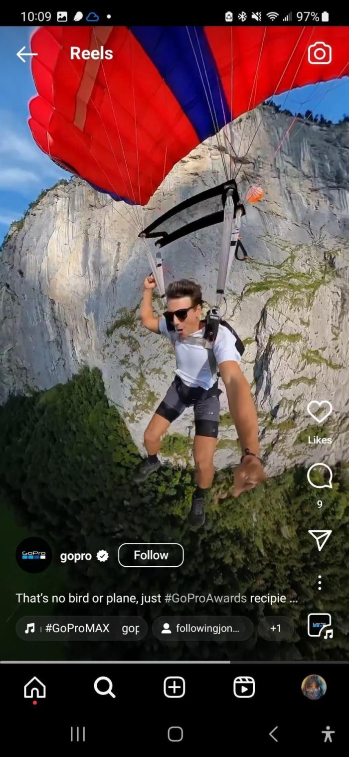 A screenshot of a person from a cliff