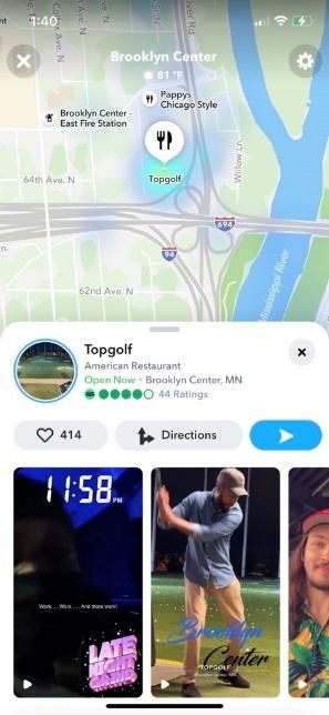 Snapchat profile for Top golf. 
