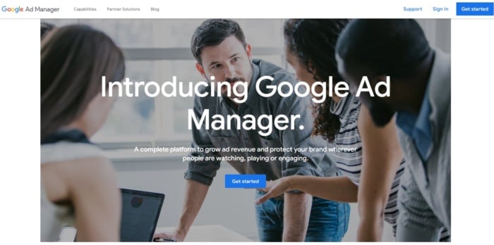 Google Ad Manager homepage programmatic advertising platforms