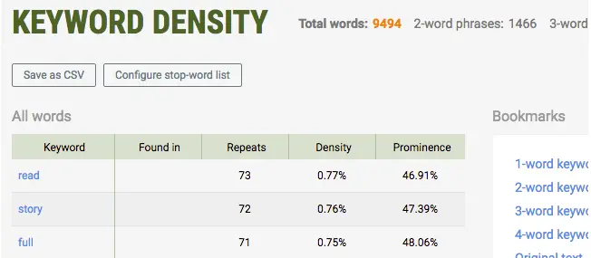 Seoquake keyword density checker report SEO Chrome extension