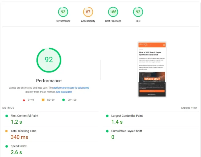 Google Pagespeed Insights.