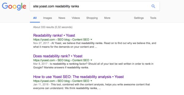 Google results for site:yost.com readability ranks. 