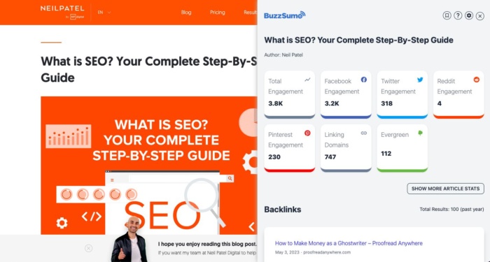 Buzzsumo seo chrome extension. 