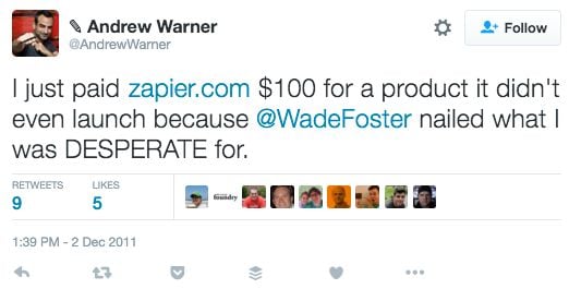 Warner Tweet About Zapier