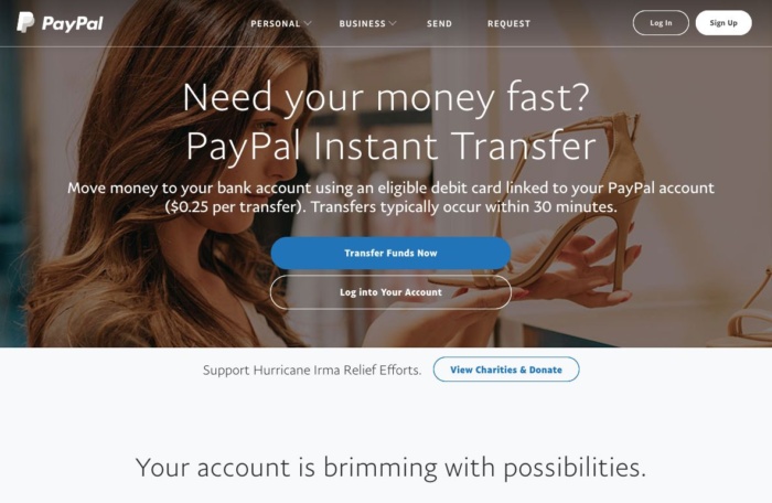 Paypal website. 