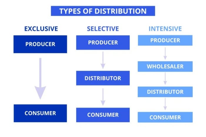 Types of distribution channels. 