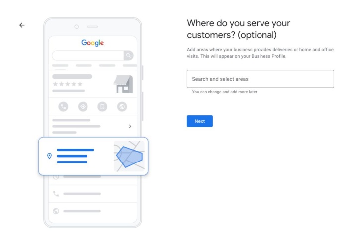 Where do you serve customers google business profile. 