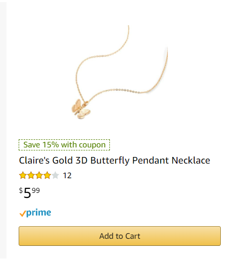A listing on Amazon for Claire's.