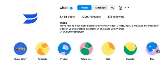 Wistia instagram page. 