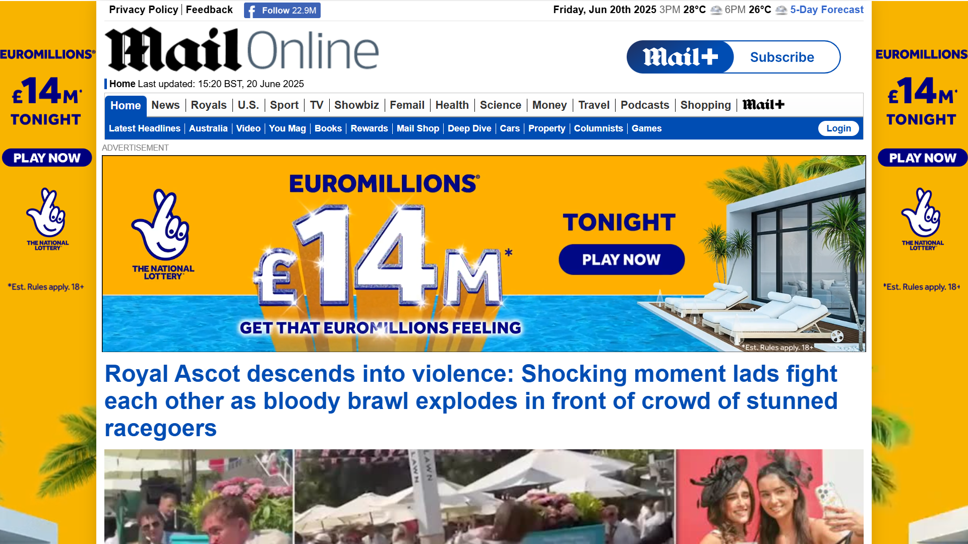 Daily Mail website example of an ad. 