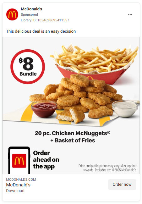 McDonald's ad for chicken nuggets and fries. 