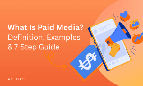 Illustration of a phone with a price tag and text that reads "What Is Paid Media? Definition, Examples & 7-Step Guide."