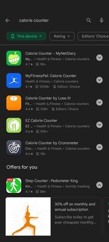 Calorie counter apps. 