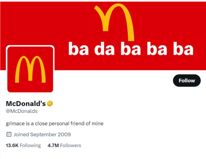 The McDonald's Twitter Page.