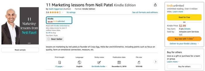 Amazon page for Neil Patel's book. 