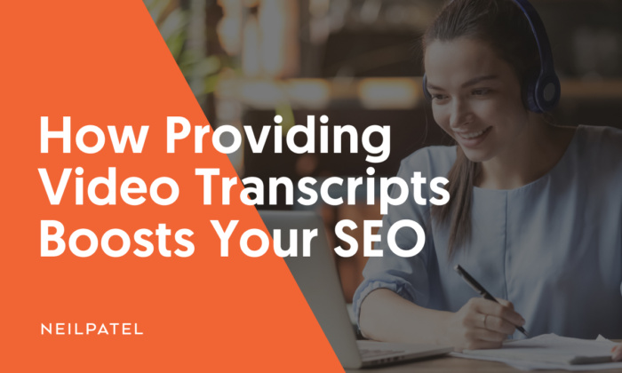 A graphic saying "How Providing Video Transcripts Boosts Your SEO."