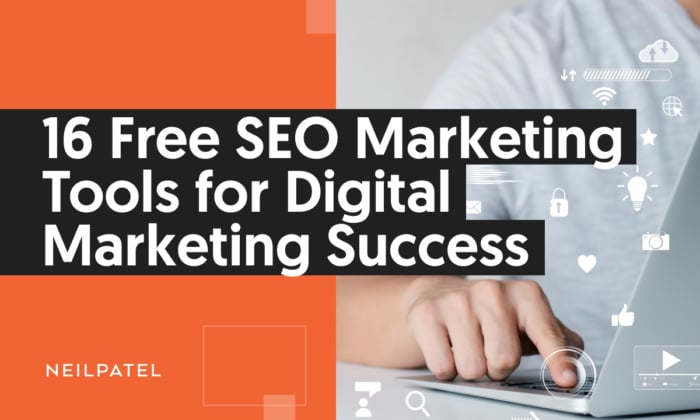 A graphic saying "16 Free SEO Marketing Tools For Digital Marketing Success."