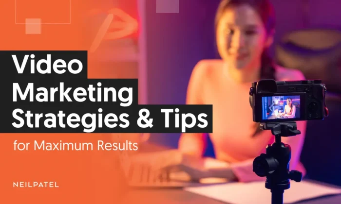 A graphic that says video marketing strategies and tips.