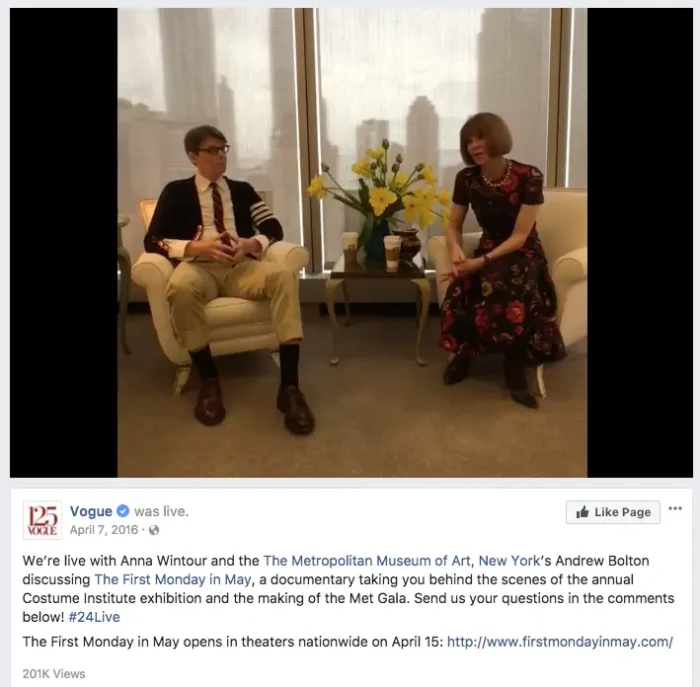 Facebook's video content.