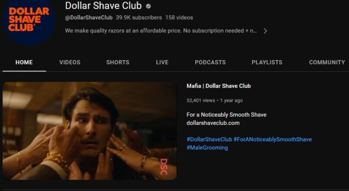 Dollar shave club youtube. 