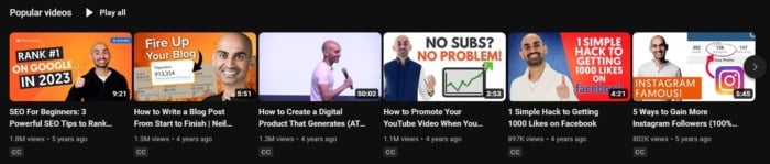 Neil Patel YouTube thumbnails video marketing