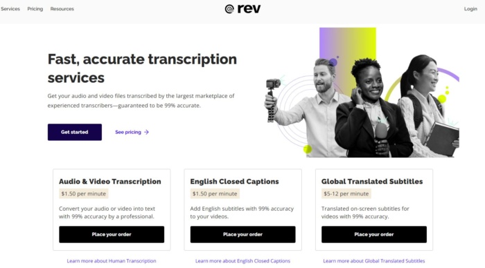 Rev.com website. 