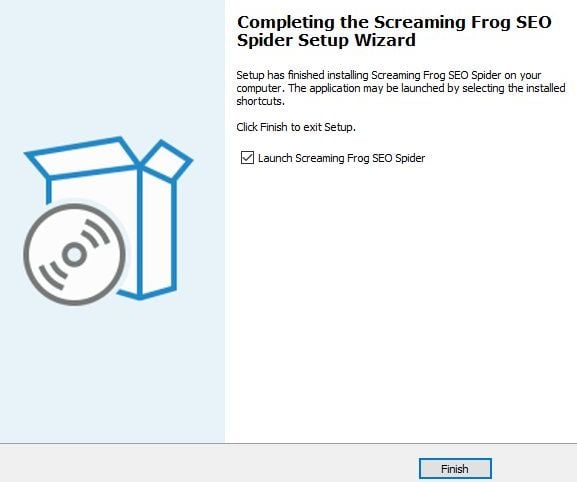 Screaming Frog installation setup for Windows – end screen
