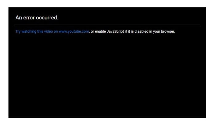 An embedded video on a browser where JavaScript is disabled