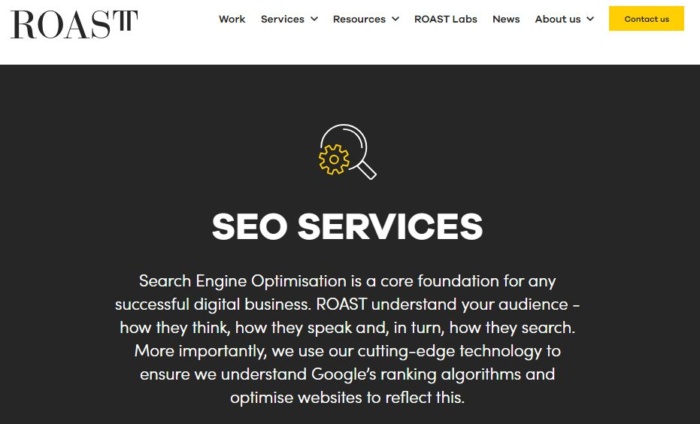 ROAST SEO services home page technical SEO agencies