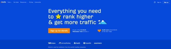 Ahrefs home page