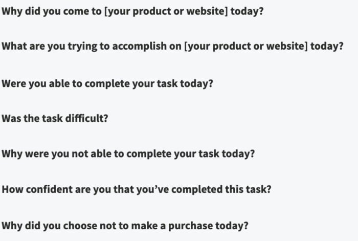 Customer survey example. 