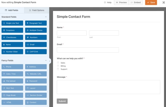 WPForms WordPress blog plugin screenshot