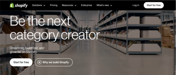 The Shopify website.