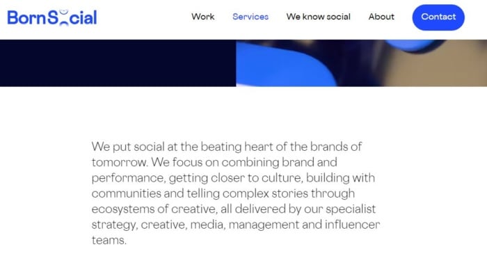 Born Social home page image social media marketing services