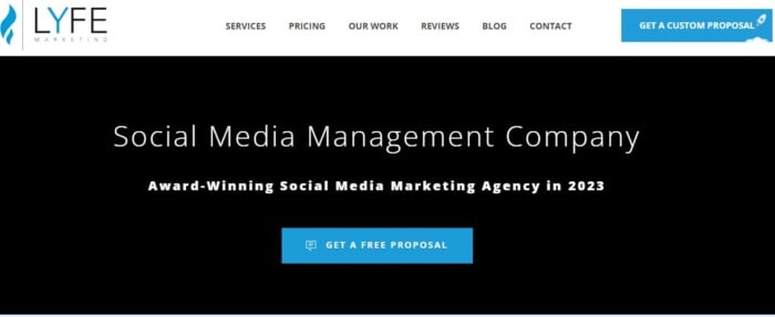 Lyfe Marketing home page image social media marketing services